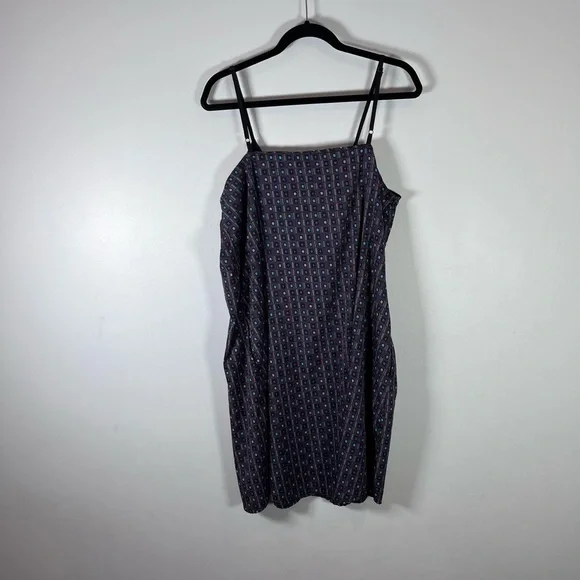 Volcom Women’s Slip Dress Front Ruffle Pockets Geometric Pattern Size Large - Picture 4 of 9